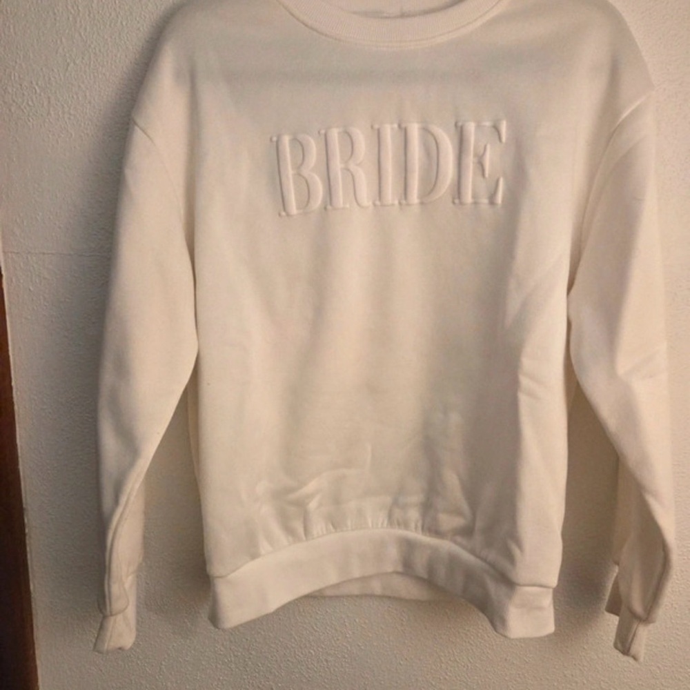 Embroidered 'BRIDE' Ivory Sweatshirt